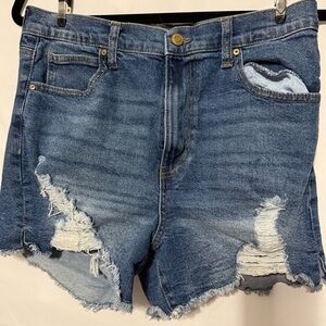 Celebrity Pink Blue Distressed Jean Shorts